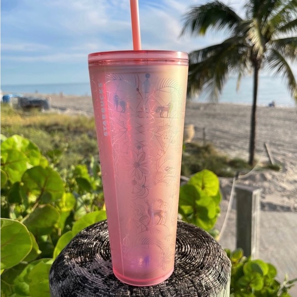 Starbucks Pink Lace Soft Touch Cup Iridescent Cold Tumbler 24oz Exclusive 2022 - Picture 5 of 17